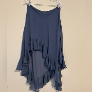 Ecote High-Low Ruffle Skirt in Deep Blue